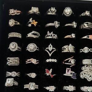 100 piece including box Elegant Sterling Silver 925 Women's Rings